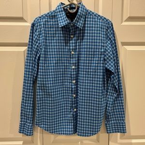 Banana Republic Blue & White Crosshatch Button-Down Oxford Shirt - Untucked Fit